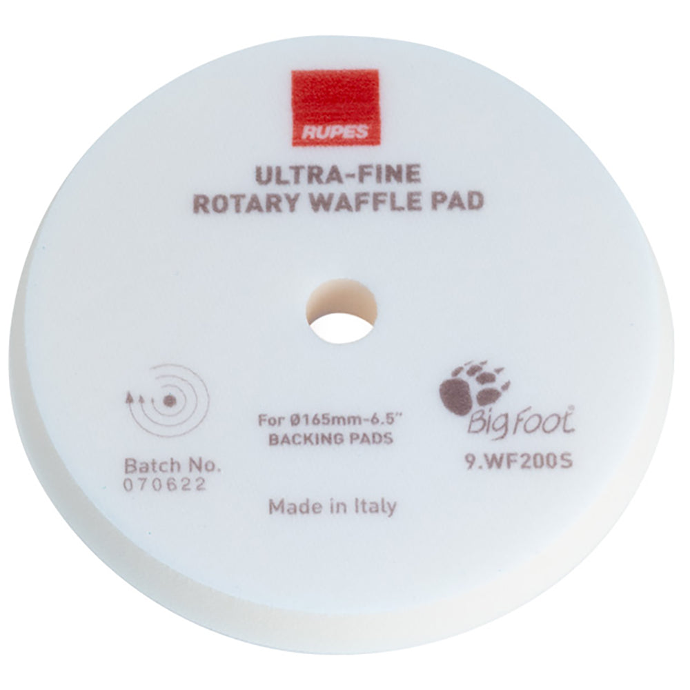 RUPES Rotary Waffle Ultra-Fine Foam Polishing Pad, 9.WF200S - 6.5", White