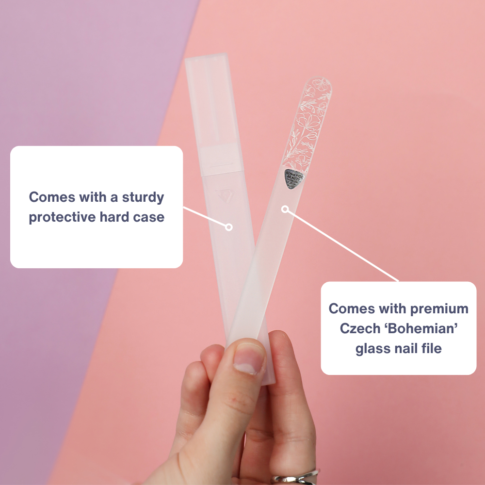 Single Line Art Czech Glass Nail File in Clear