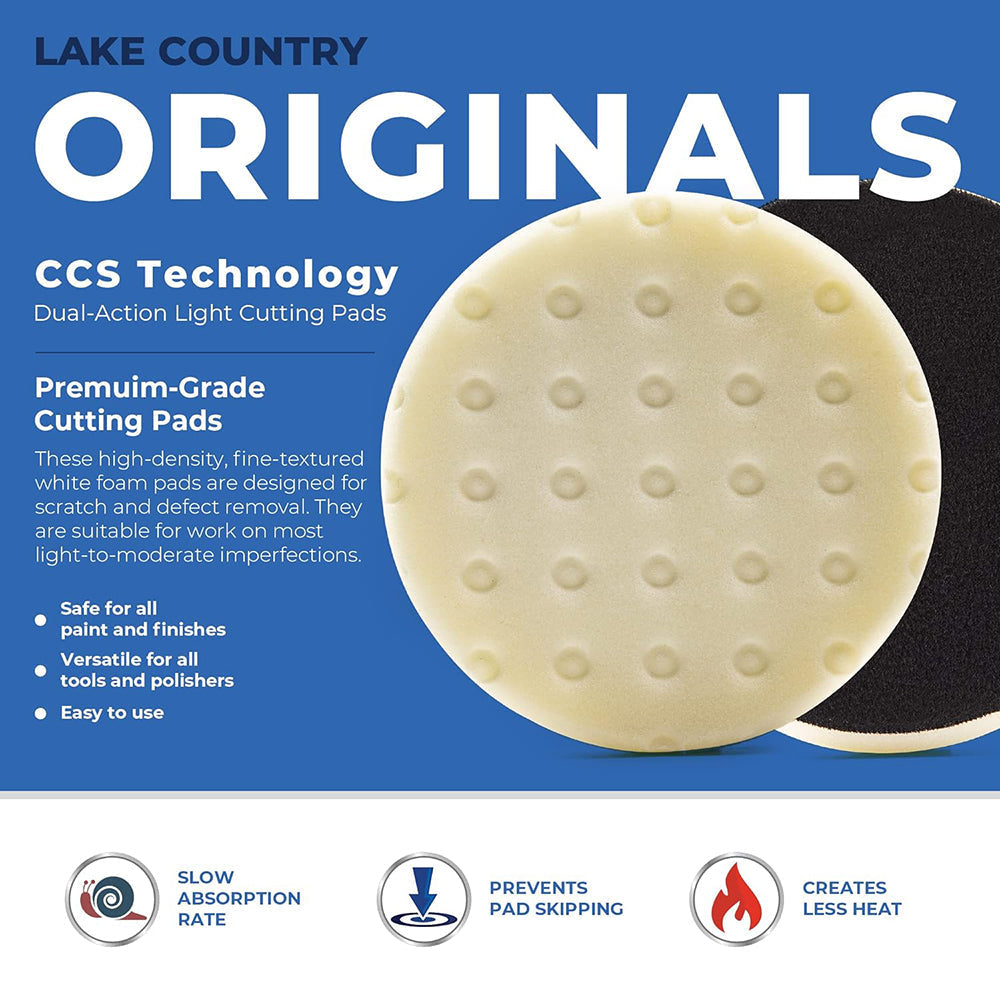 Lake Country CCS Cutback DA Foam Heavy Polishing Pad - 5.5", White