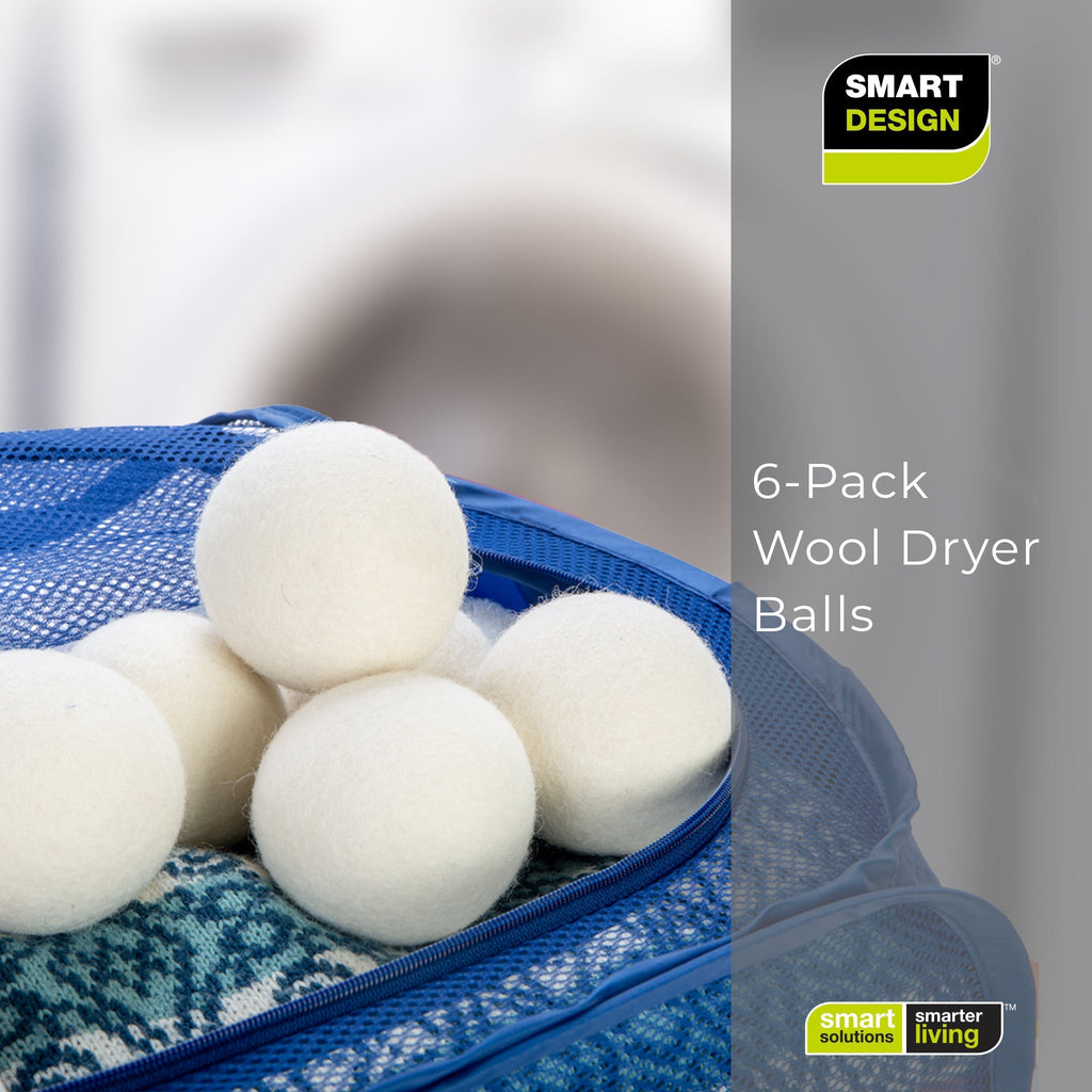 Wool Dryer Balls - Natural Eco Fabric Softener - Eliminates Wrinkles & Reduces Static (6 Pack)