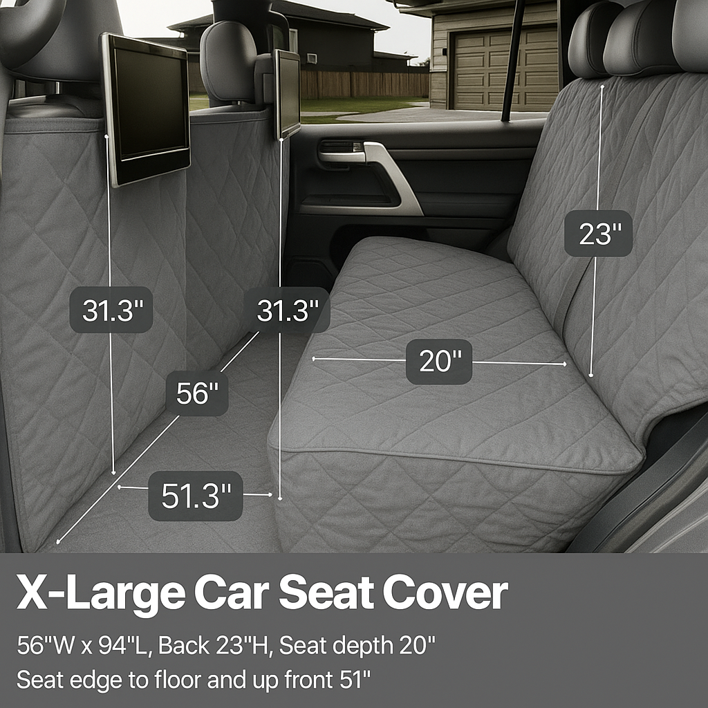 Formosa Covers X-Large Car Seat Cover For Dogs and Pets 56"W Grey