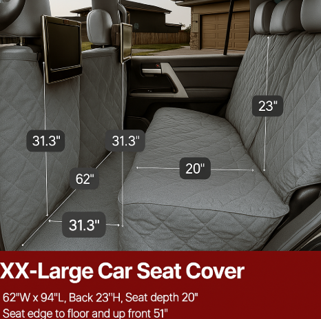 Formosa Covers XX-Large Pet Seat Cover For Truck, Van or Large SUV 62"W Grey