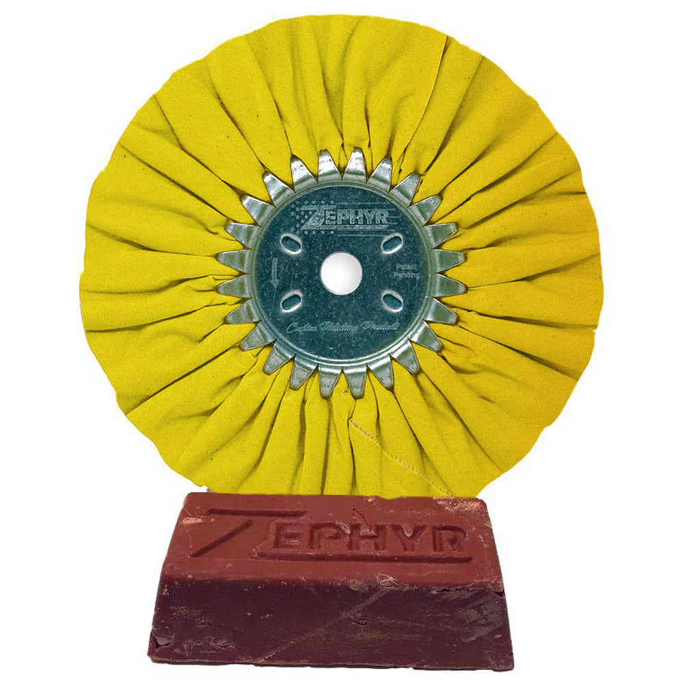 Zephyr 8" Airway Buffing Wheel + Polishing Compound Bar Kit - Yellow/Primary Cutting